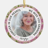 祖母の永遠の記憶 フラワーデザイン セラミックオーナメント (正面)
