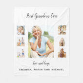 祖母の白い黒の写真コラージュおじいちゃん フリースブランケット (正面)