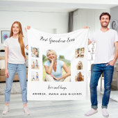 祖母の白い黒の写真コラージュおじいちゃん フリースブランケット