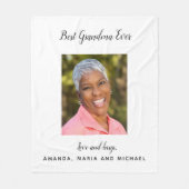 祖母の白黒写真 フリースブランケット (正面)