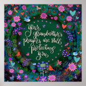 祖母の祈りの言葉引用文フローラかわいらしインスパイアズ ポスター (正面)