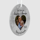 祖母の祖父カスタム写真ハートギフト オーナメント (正面)