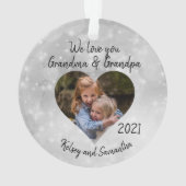祖母の祖父カスタム写真ハートギフト オーナメント (裏面)