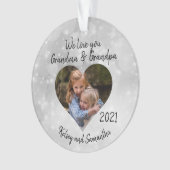 祖母の祖父カスタム写真ハートギフト オーナメント (正面)