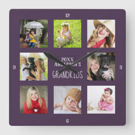 祖母の祖父PHOTOコラージギフト スクエア壁時計