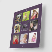 祖母の祖父PHOTOコラージギフト スクエア壁時計 (傾斜)