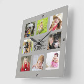 祖母の祖父PHOTOコラージギフト スクエア壁時計 (傾斜)