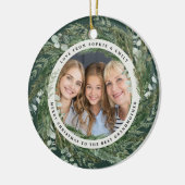 祖母の葉リース写真クリスマスエレガント セラミックオーナメント (左)