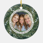 祖母の葉リース写真クリスマスエレガント セラミックオーナメント (裏面)