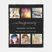 祖母の記念写真コラージュの黒いメモリ フリースブランケット (正面)