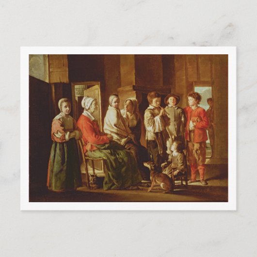 祖母の訪問(キャンバス上の油) ポストカード (正面)