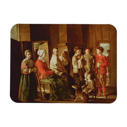 祖母の訪問(キャンバス上の油) マグネット (横)