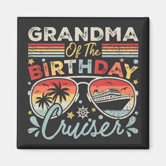 祖母の誕生日クルーザーバケーションスクエア マグネット (正面)
