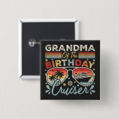 祖母の誕生日クルーザーバケーションスクエア 缶バッジ (正面&裏面)