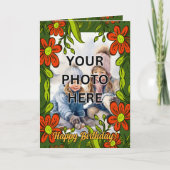 祖母の赤い花枠に2枚の写真を追加 カード (正面)