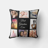 祖母の黒いコラージュ クッション (裏面)