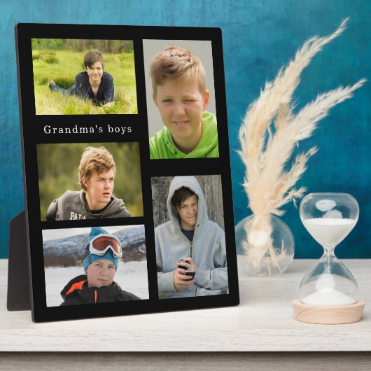 祖母の黒い孫の写真少年 フォトプラーク (側面)