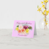 祖母の100th誕生日のばら色の花束 カード (黄色い花)