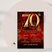 祖母の70歳の誕生日 赤金のおしゃれな招待状 招待状