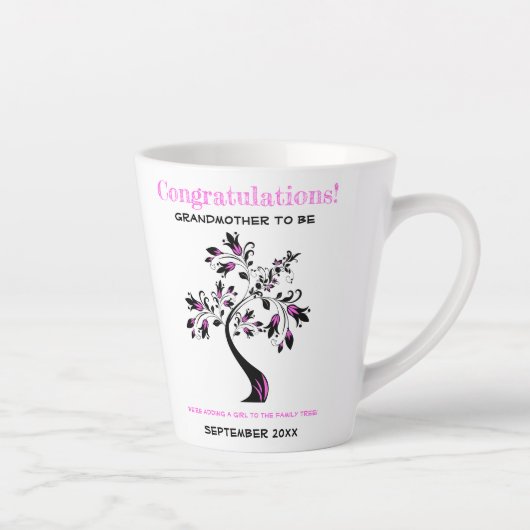 祖母はピンクのフローラ家族の木 カフェラテマグ (右)