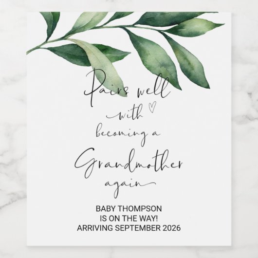 祖母は再び妊娠の発表ママになる ワインラベル (シングルラベル)