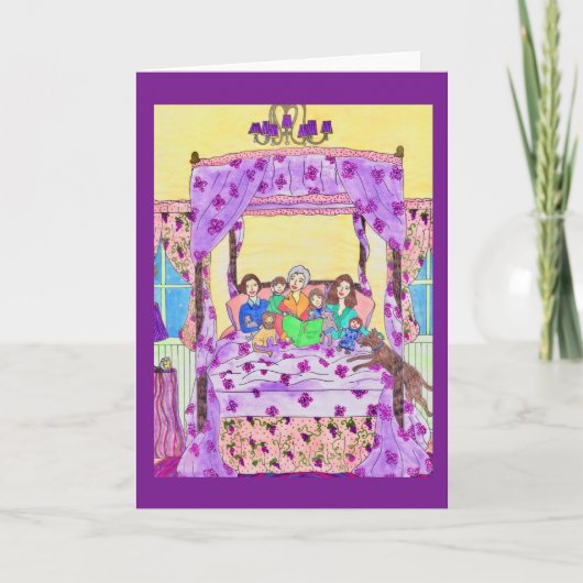 祖母は子供、犬の挨拶状に読みます カード (正面)