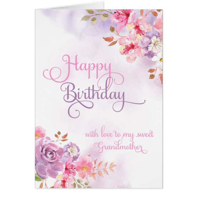 祖母へ、ハッピーバースデー水彩 (正面)