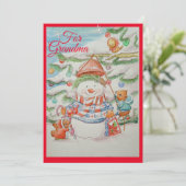 祖母クリスマスグリーティングカード サンキューカード (スタンド正面)