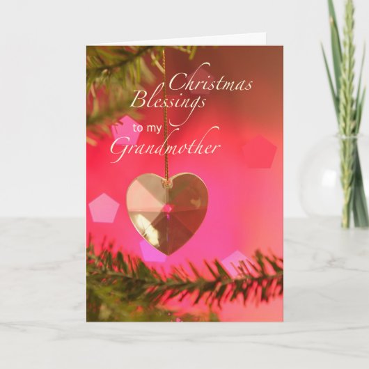 祖母クリスマスハートオンツリーシンプルジョイス シーズンカード (正面)