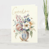 祖母ハッピーバースデーフローラ宗教 サンキューカード (正面)