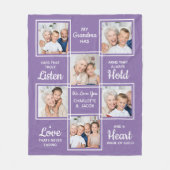 祖母パーソナライズされた愛おばあちゃん6写真 フリースブランケット (正面)