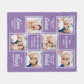 祖母パーソナライズされた愛おばあちゃん6写真 フリースブランケット (正面(横))