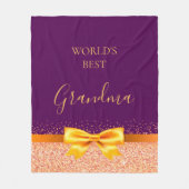 祖母パープル金ゴールド弓 フリースブランケット (正面)