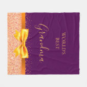 祖母パープル金ゴールド弓 フリースブランケット (正面(横))