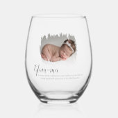 祖母フォトグラーム間 ステムなしワイングラス (正面)