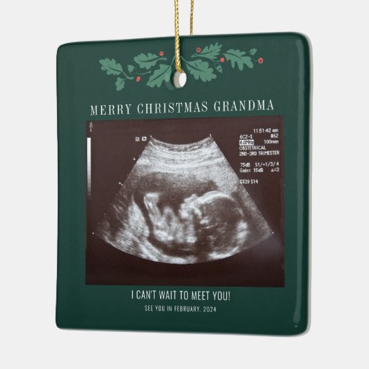 祖母メリークリスマス妊娠ベビー超音波 セラミックオーナメント (左)