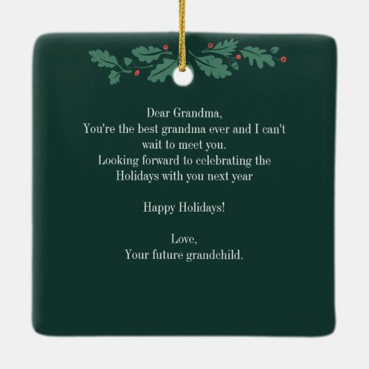 祖母メリークリスマス妊娠ベビー超音波 セラミックオーナメント (裏面)