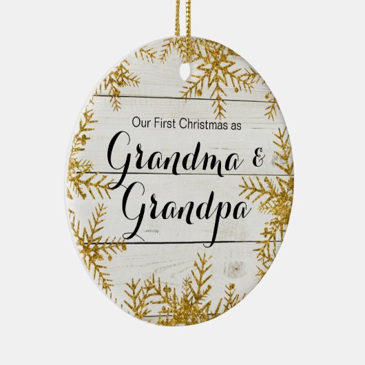祖母及び祖父のオーナメントとして私達の初めてのクリスマス セラミックオーナメント (右)