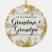 祖母及び祖父のオーナメントとして私達の初めてのクリスマス セラミックオーナメント (正面)