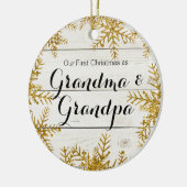 祖母及び祖父のオーナメントとして私達の初めてのクリスマス セラミックオーナメント (左)