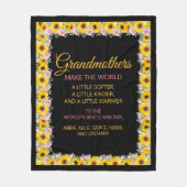 祖母引用文ピンクイエローフローラ フリースブランケット (正面)