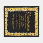 祖母引用文ピンクイエローフローラ フリースブランケット (正面(横))