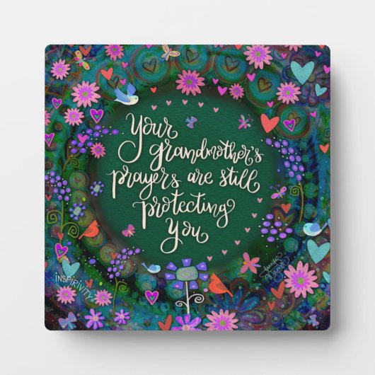 祖母祈りの言葉かわいらしフローラ感動的 フォトプラーク (正面)