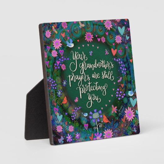 祖母祈りの言葉かわいらしフローラ感動的 フォトプラーク (正面)