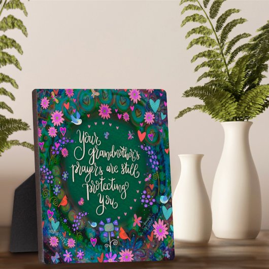 祖母祈りの言葉かわいらしフローラ感動的 フォトプラーク