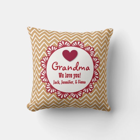 祖母私達はハートおよびシェブロンB07G1との愛します クッション (正面)