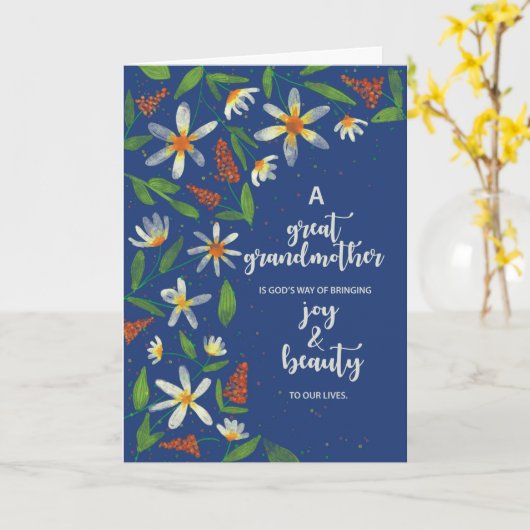 祖母素晴らし宗教誕生日デイジー カード (黄色い花)