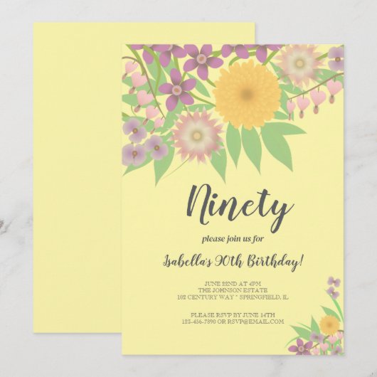 祖母誕生日イベント 招待状 (正面/裏面)