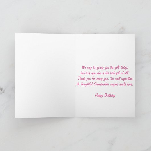 祖母誕生日ピンクアジサイ カード (内部)