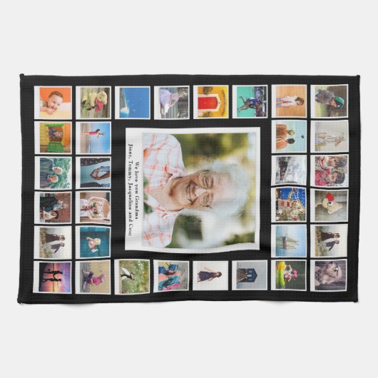 祖母誕生日家族の写真 キッチンタオル (横)